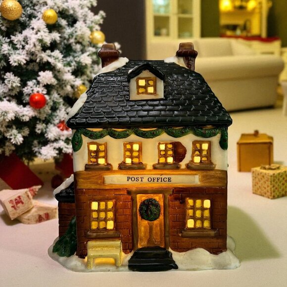 Franks Winter Tyme Village Post Office Lighted Christmas Building From 1990 - Picture 1 of 14